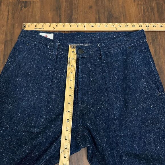 SHOCKOE ATELIER Jeans Navy Blue Straight Button Fly Cotton Stretch - Picture 13 of 15